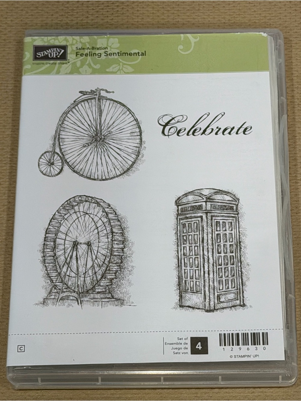 Stampin' Up! Feeling Sentimental Stamp Set - Green, White, Black